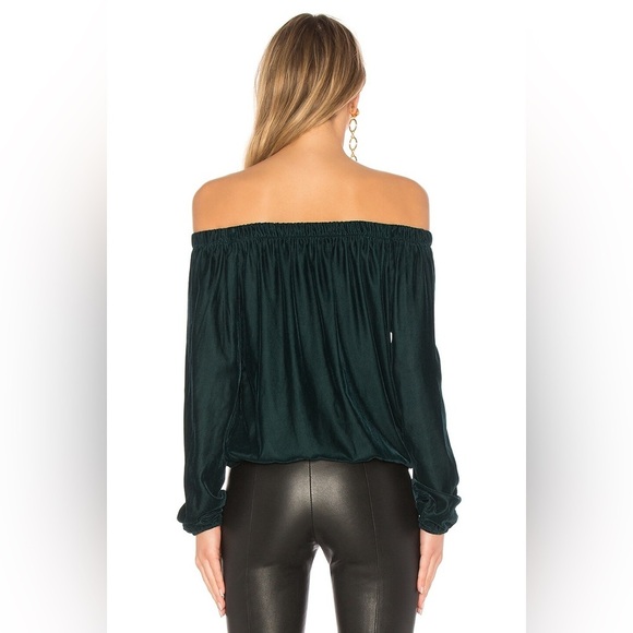 Bailey/44 Children Of The Lilith Off-The-Shoulder Velvet Blouse Pine Green XS - Picture 3 of 9